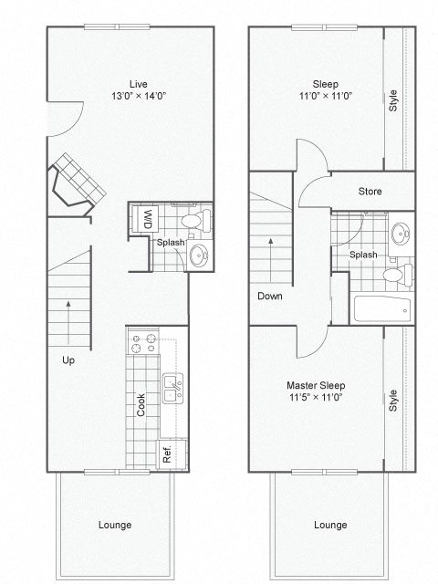 The Commons_Federal Way WA_Floor Plan_Two Bedroom One and a Half Bathroom Townhome The Commons_Federal Way WA_Floor Plan_Two Bedroom One and a Half Bathroom Townhome